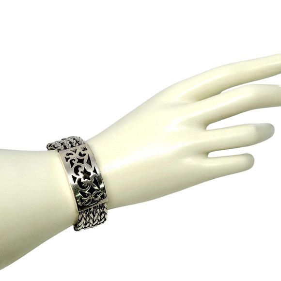 Sterling Silver Multi-Strand Woven/Wheat Bracelet Box Clasp #9097 - Picture 10 of 12